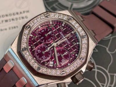 Audemars Piguet Diamond Royal Oak Offshore 26048 Purple Dial Watch Paper