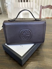 Gucci Soho Travel Double Zip Wallet Dark Brow...