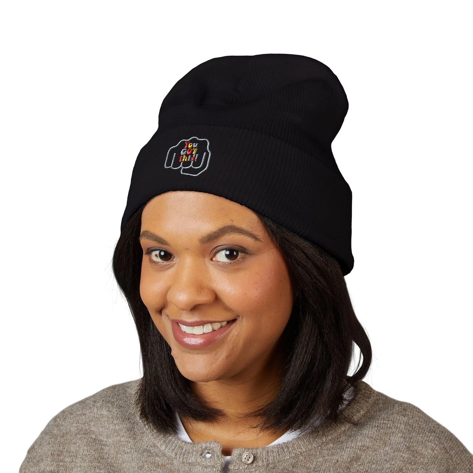 You Got This Embroidered Beanie | Minimalist Cuffed Hat