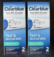2 PK Clearblue Rapid Detection Pregnancy Test 2 Tests Per Box 4 Total Exp 06/28