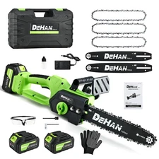 12 Inch Brushless Battery Chainsaw Cordless Mini Chain Saw with 2x4.0A Batter...