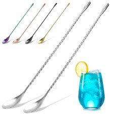 2-Pack 12 Inches Stainless Steel Bartender Mixing Spoon 12 inch, Silver