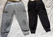 Jumping Beans Boys Cargo Jogger Fleece Pants Gray Black Cotton Polyester Pockets