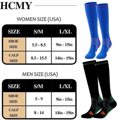 (3 Pairs) Compression Socks 20-30 mmHg Sports Calf Running Fitness Men's Women's