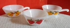 3 Vintage Anchor Hocking Fire King Gay Fad Fruit Milk Glass Bowls w/Handles