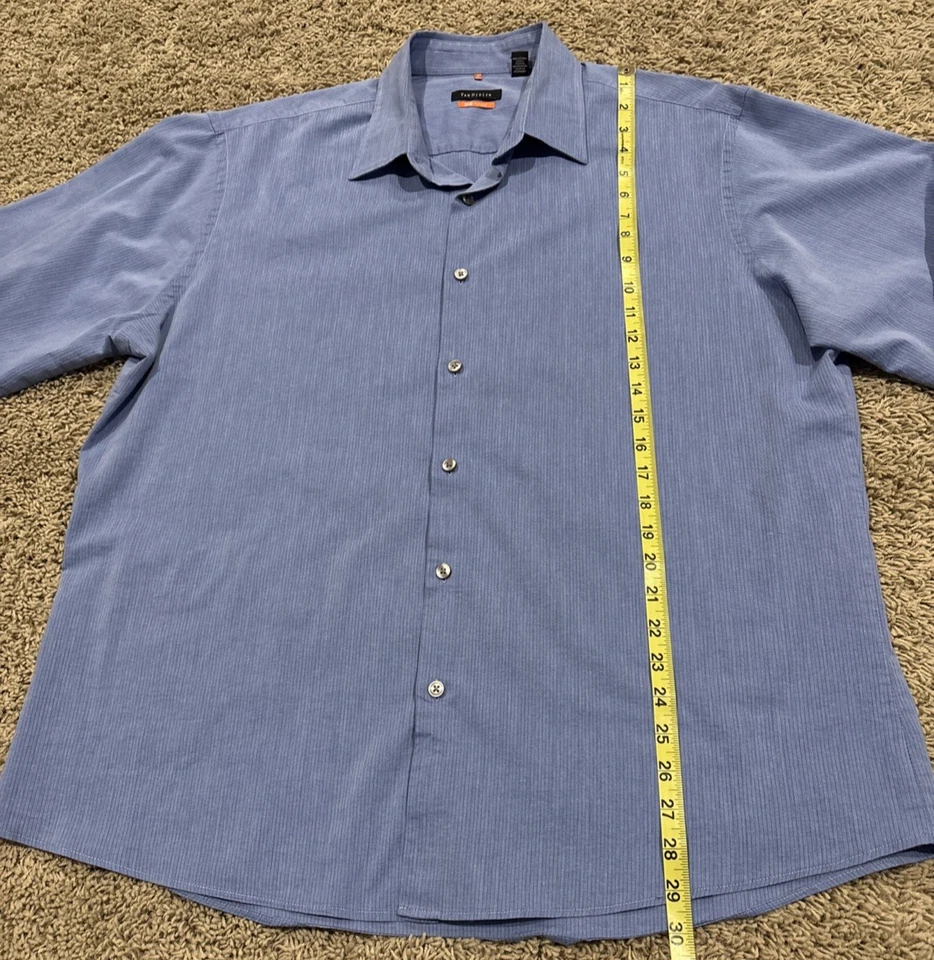 Camisa de manga larga con botones azul XL 17-17,5 Van Heusen Traveler para hombre Foto 3 de 4