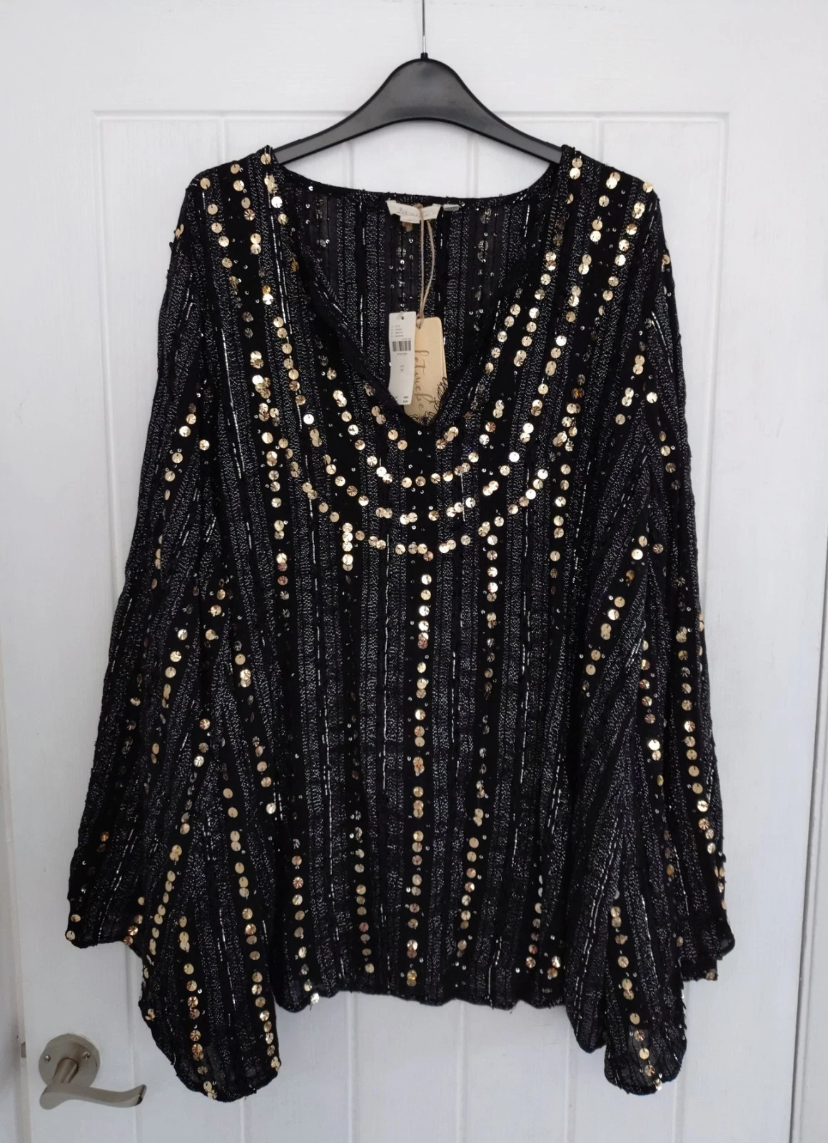 Let Me Be Anthropologie Long Sleeved Sequin Boho Top - BNWT - RRP £125 - Size M