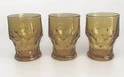 Set of 3 Vintage Anchor Hocking Georgian Amber Honeycomb 8 oz. Tumblers EUC