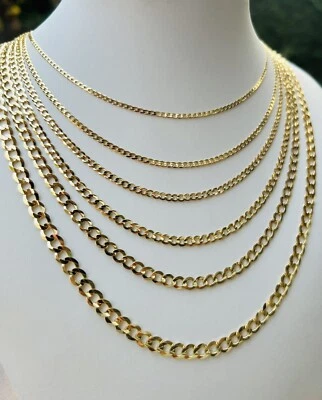 14k Solid Gold Men's Women's necklace Curb Cuban Link Chain 16" - 30" 1.5 -5.5mm - Image 1 of 4