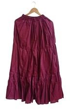 Indian New Brown Solid Long Frill Pure Cotton Skirts Women's Clothing Skirt US