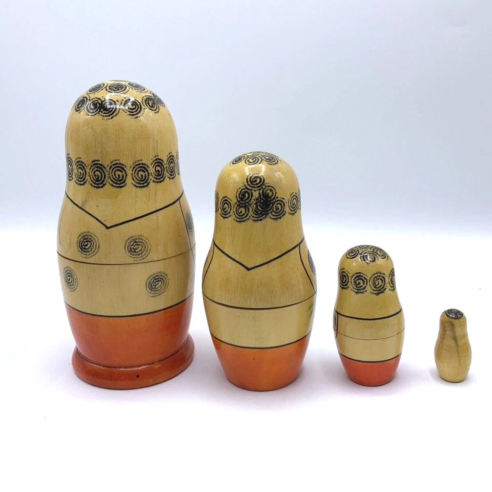 Muñecas rusas de anidación mujeres y niñas flores pintadas a mano arte en madera 4 piezas de colección Foto 3 de 4