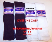 12 Pairs Womens Physicians Choice OVER THE CALF Cotton Diabetic Socks USA Made 