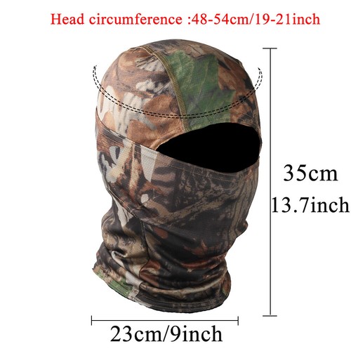 Outdoor Tactical Camo Balaclava Thin Full Face Masks for Ski Hunting Face Cover - Picture 2 of 24