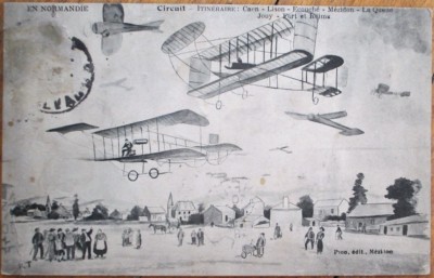 French Aviation 1920 Postcard-Caen-Lison-Ecouche-Mezidon-La Queue-Jouy-Airplanes