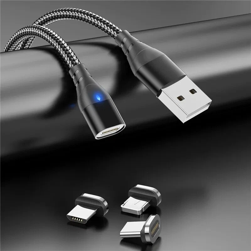 Magnetic Type-C Micro USB LED Fast Charger Data Cable For Samsung S20 Huawei P40 - Image 2 of 4