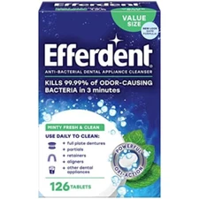NEW Efferdent Retainer & Denture Cleaner Tablets Minty and Fresh Clean 126 Count