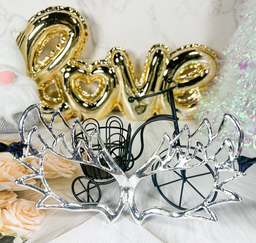 Silver Masquerade Mask, Venetian Mardi Gras Mask, Rhinestone Prom Party Eye Mask - Picture 7 of 7