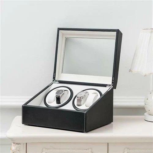 Leather Watch Winder Storage Auto Display Case Box 4 6 Automatic Rotation - Picture 9 of 11