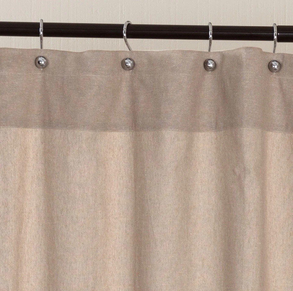 Cortina de ducha de granja de algodón caqui desgastado campo estampado negro aserradero molino Foto 3 de 4