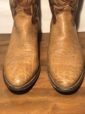 Rare Justin All Leather Western Cowboy 9842 Mens Size 10 D Tan Brown