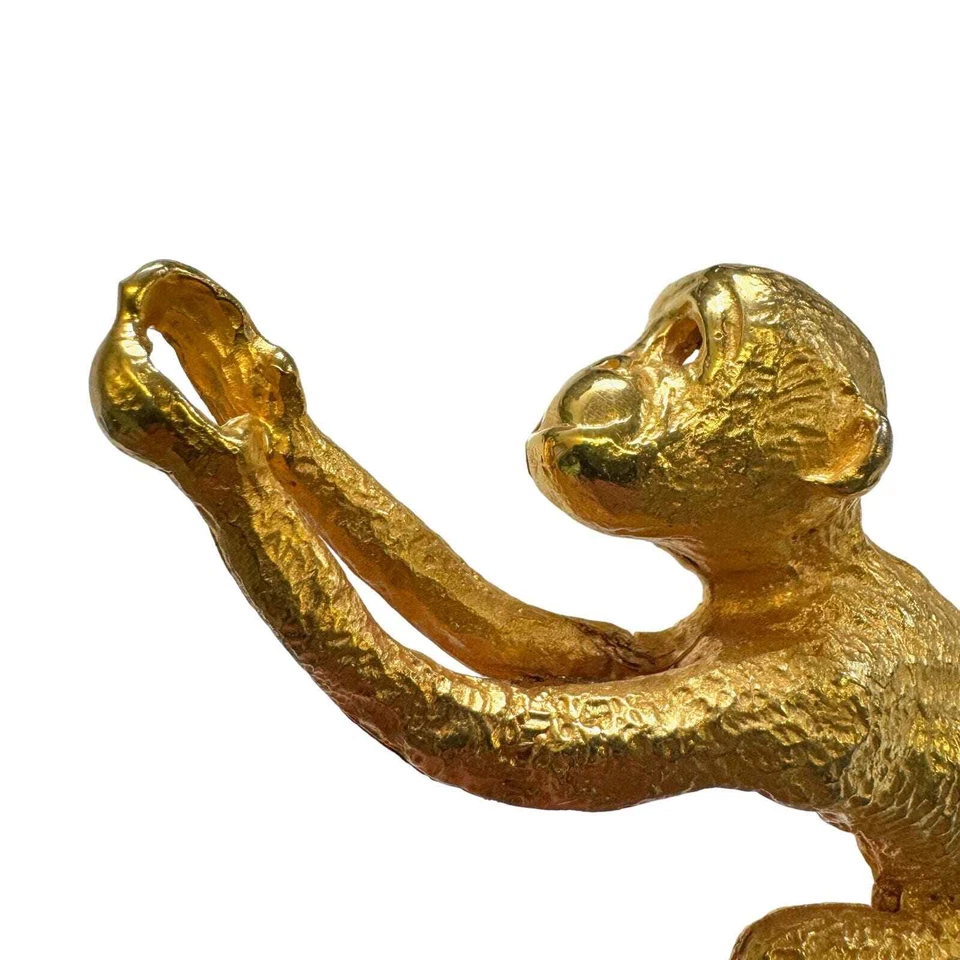 Vtg 70s Christopher C Ross Gold Brass Monkey Buckle Belt c. '78 - Image 2 of 4