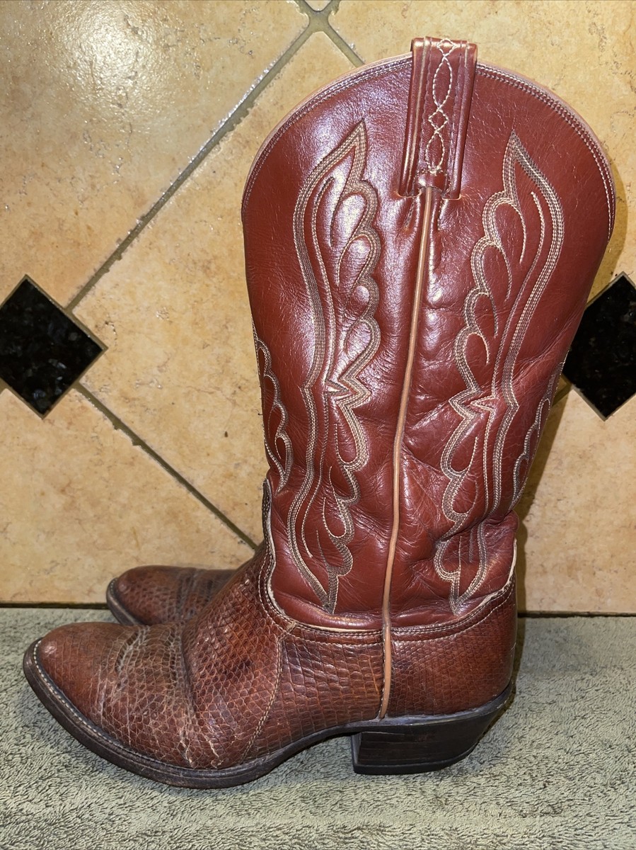 Tony Lama Brown Bullhide Leather Cowboy Western Boots sz 9 D  display picture 1