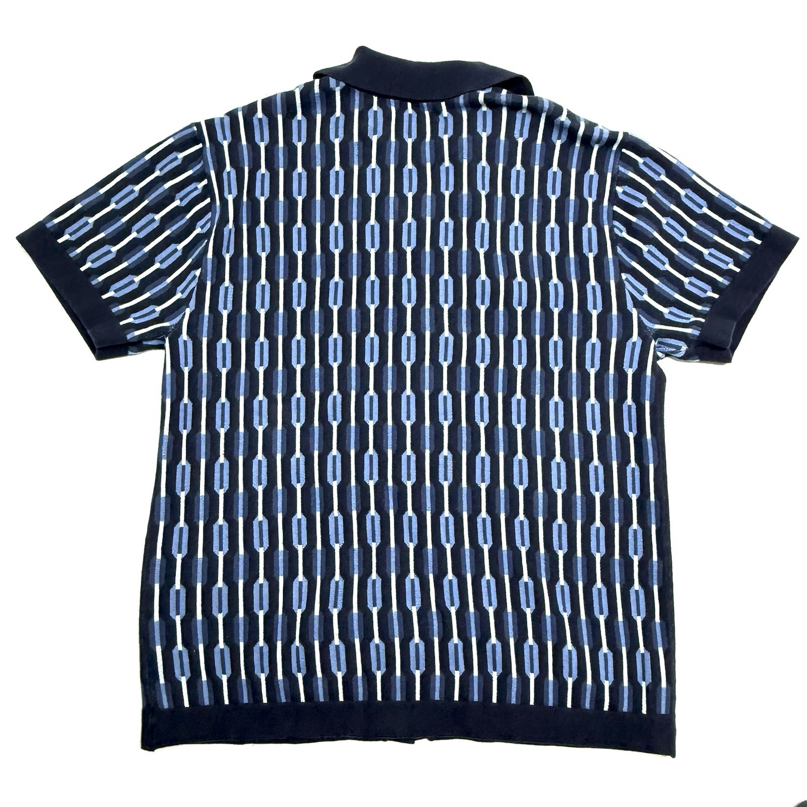 Original Use Geometric Patterned Blue Collared Sh… - image 2