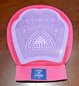 Life Is Good Pet Grooming Mitt Pink Purple For all Coats Dogs Bathing