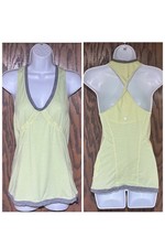 Rare Lululemon Women  s Tech Tank Top Yellow Twisted Rear SILVERESCENT SZ 6 Mint