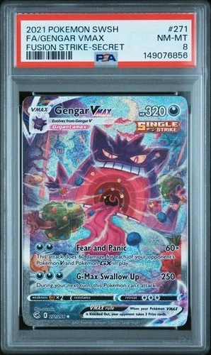 2021 POKEMON SWORD & SHIELD FUSION STRIKE SECRET #271 FULL ART/GENGAR VMAX PSA 8