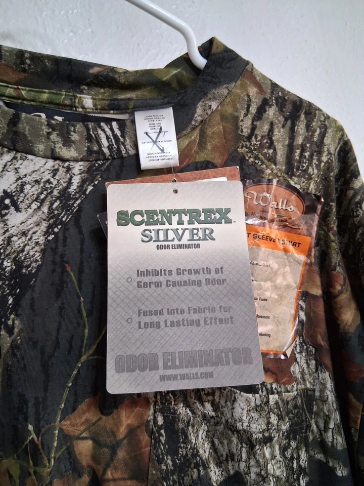 Walls Large Mossy Oak Breakup Hunting Tshirt Scentrex Silver Odor Eliminator NWT - Image 4 of 4