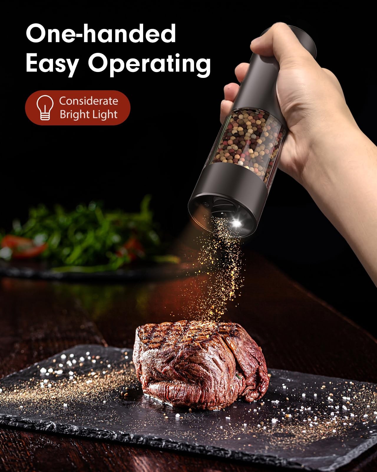 TOMEEM Upgraded Larger Capacity Electric Salt and Pepper Grinder Set Recharge...