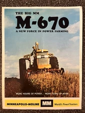 Minneapolis Moline Big MM M-670 Tractor Original Sales Brochure