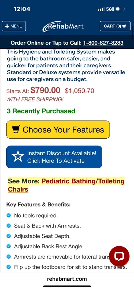 Sistema de higiene e inodoro Rifton  Foto 4 de 4