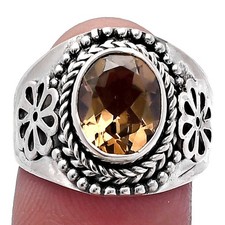 Natural Smoky Quartz - Brazil 925 Sterling Silver Ring s.8 Jewelry R-1541