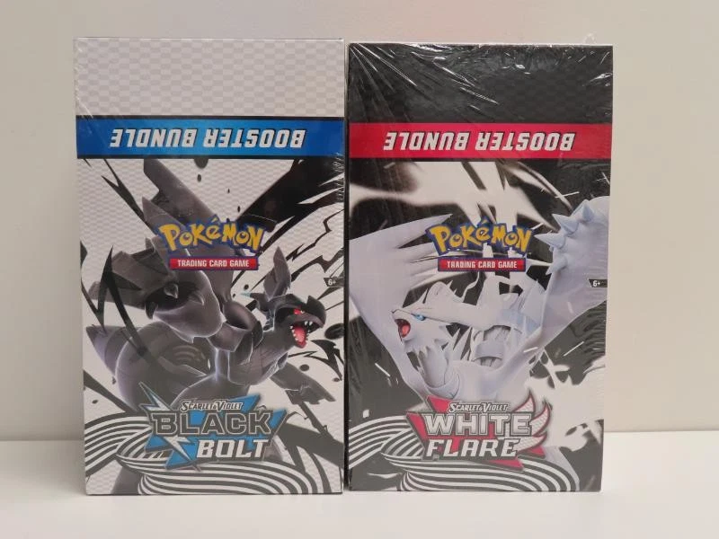 (2) Lot 2025 Pokemon SV White Flare & Black Bolt Booster Bundle Display Box