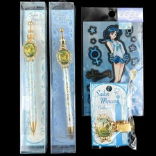 Sun-Star Sailor Moon Mercury Stationary Lot Pencil Ballpoint Pen Holder Sticker