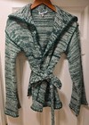 Vintage Women Green & White Gormay Cardigan Sweater w/Tie Double Knit - Sz Med — photo 2