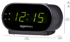 Amazon Basics Small Digital Oval Alarm Clock with LED Display, Nightlight  Bat