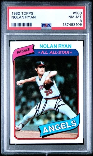1980 TOPPS #580 NOLAN RYAN PSA 8
