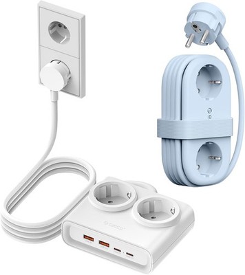 ORICO Weiß Blau USB C Steckdosenleiste, Ladeanschlüsse für Zuhause Büro Schiff
