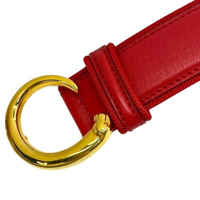 Cartier 赤 レザーベルト ゴールドバックル Cartier Panthere Belt Red Gold Leather Logo Size M Vintage Luxury