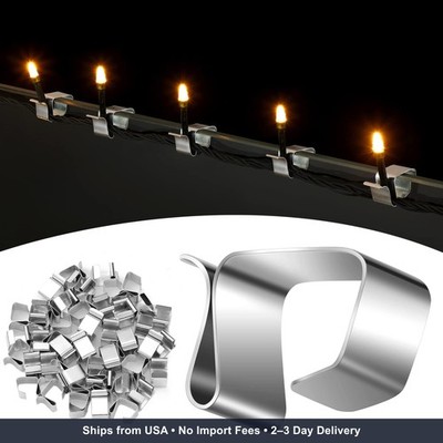 100 Pcs Lights Gutter Hook Clips for Hanging Outdoor Holiday Galvanized Lights R