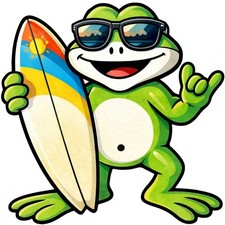 30 Custom Cool Surfer Frog Personalized Address Labels
