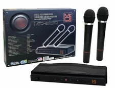 Dual Frequency RF Wireless Dual Microphone System Low Battery LED Indicators 100