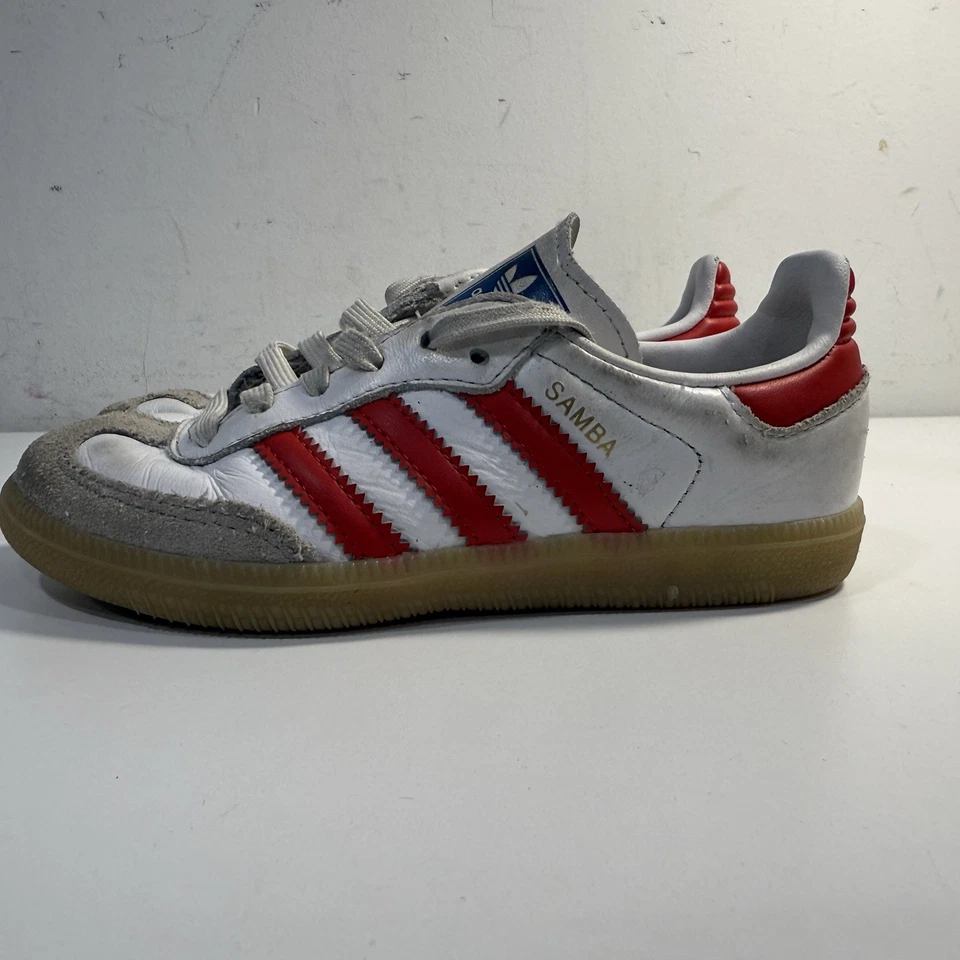 Adidas Samba OG C Blanco Rojo Goma 3 Rayas Niños Pequeños Niñas Unisex Talla 11K Foto 2 de 4