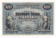 1900, BAVARIA GERMANY: 100 MARK BANKNOTE, Bayerische Notenbank - Circulated/Good