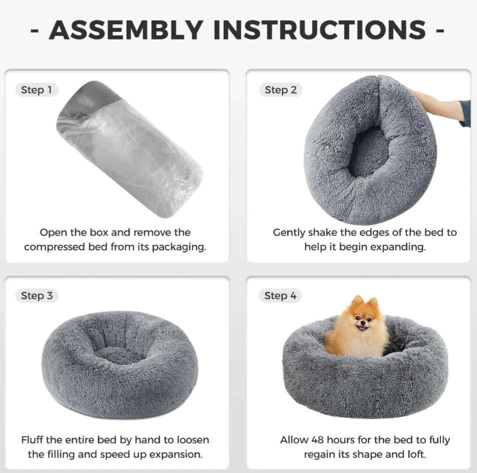 Cama PAWZ Road Calming Donut para Perros, Almohada Redonda de Felpa Anti-Ansiedad, Cama para Cachorro Gato Foto 3 de 4