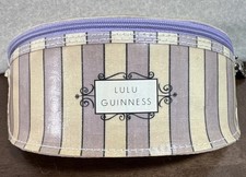 Lulu Guiness Zip Up Vintage Glasses Case Purple Striped