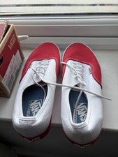 VANS Old Skool Men's Trainers Size UK 8 EU 42 Red/ White Lace Up Shoes BNIB -